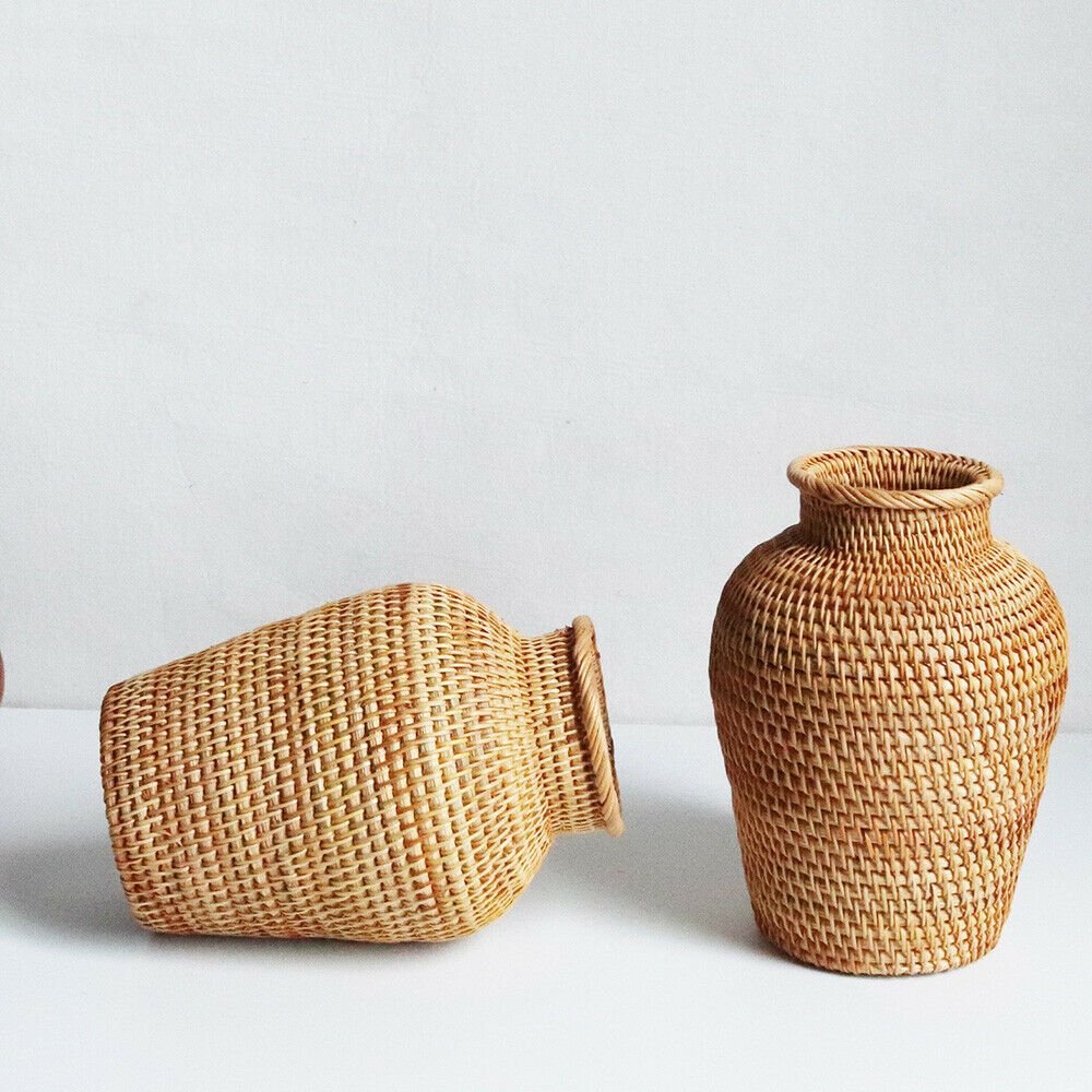 Rattan Vase Dried Flower Silk Flower Vase Home Garden Decor Art Table Ornaments