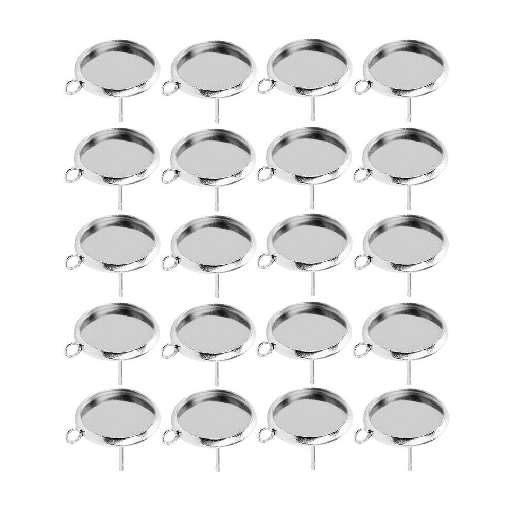 20X Stainless Steel Earrings Pin Stud Findings Back Post Blank DIY Craft 8mm