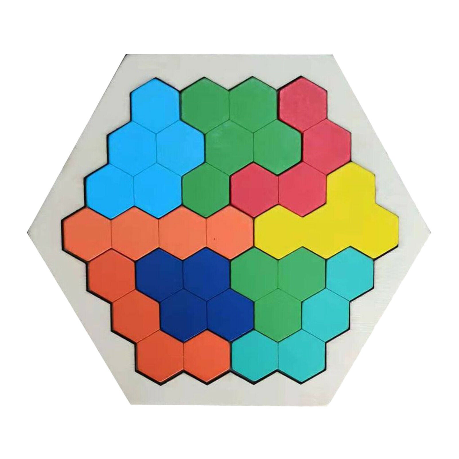 Wooden Hexagon Building Block Puzzle Jigsaw Montessori Game Gift for Kids