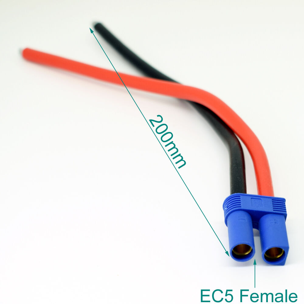 10pcs 20cm 10AWG EC5 Female Jack Battery Connector Silicone Wire DIY Cable R+B