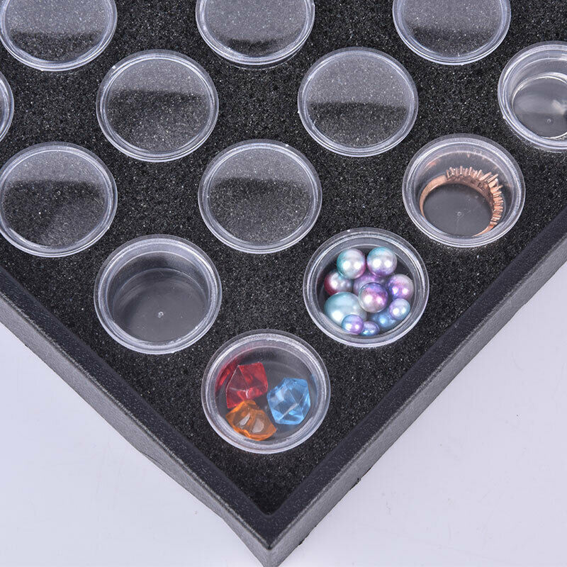 25 Grid Clear Box Plastic Nail Art rhinestones Case Storage ring Jearrings BFCA