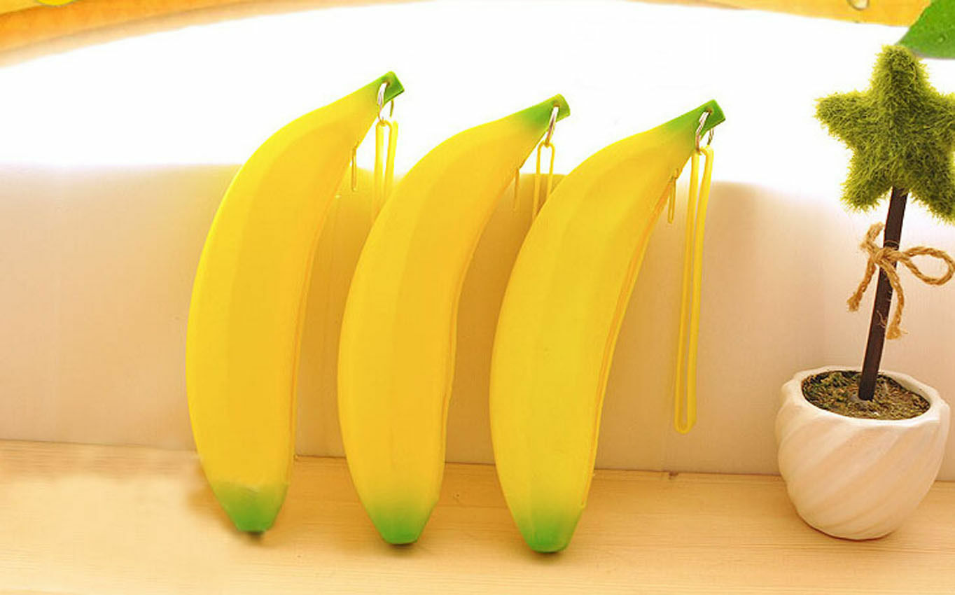 Novelty Silicone Portable Banana Coin Pencil Case Purse Bag Wallet Pouch  GwBDA