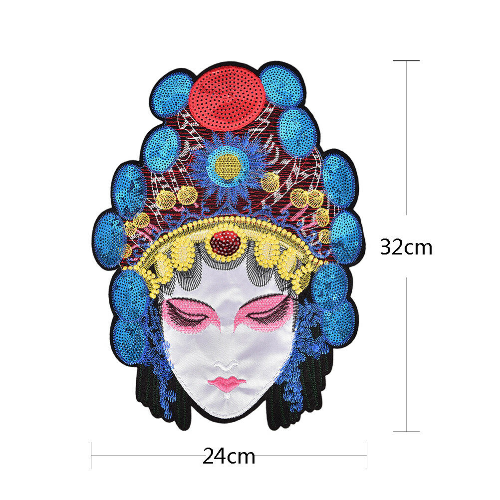Large Beijing Opera Facial Chinese Opera Patch Character Embroidered AppliquBDA