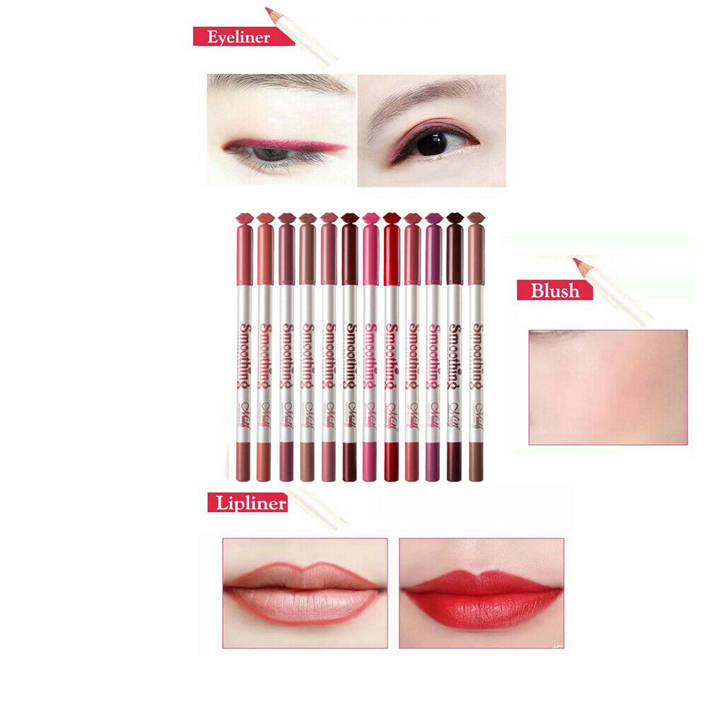 12pcs Lip Liner Beauty Pencil Fuller Lips Make Up Pen Tool Lip Crayon Matte