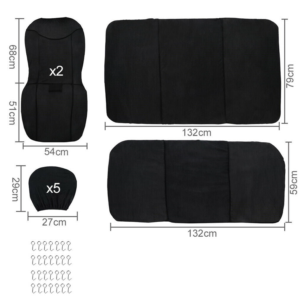 Car Seat Covers Black Complete Full Set 9pcs For Auto Vehicle Upholstery