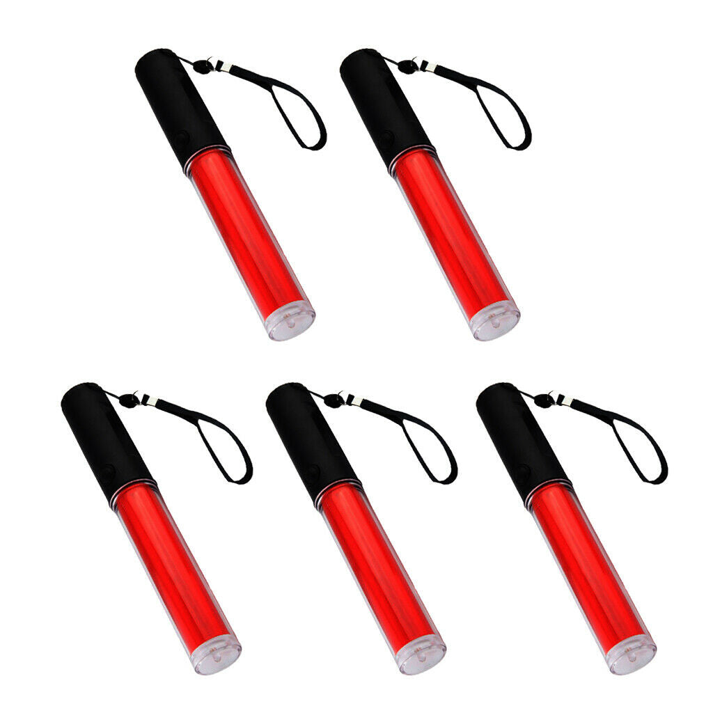 5pcs Red LED Traffic Safety Baton Light 10 inch