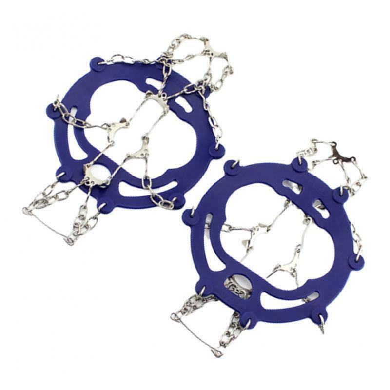 10 Teeth Ice Crampons Simple Traction Winter Ice Grips Footwear Chain Blue_L