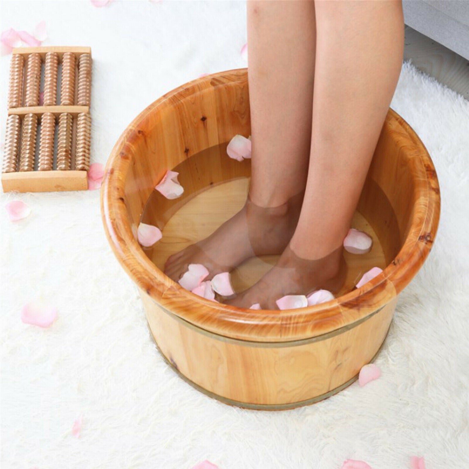 Thick Practical Cedar Wooden Foot Basin Wood Bucket for Women Foot Washing