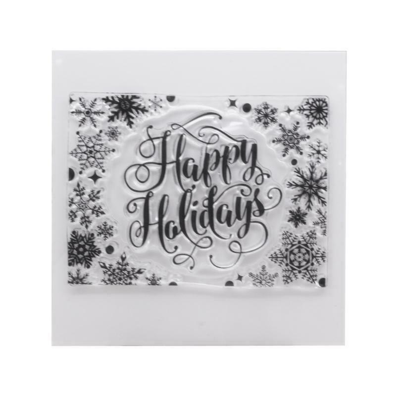 Happy Holidays Snowflake Silicone Clear Seal Stamp DIY Scrapbooking Embossing