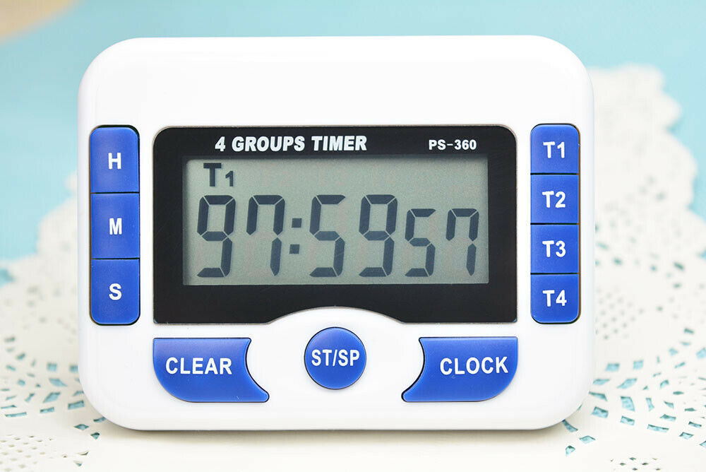 Digital 99hr59min Countdown Clock 4-channel Timing Timer w/4 Independant Group