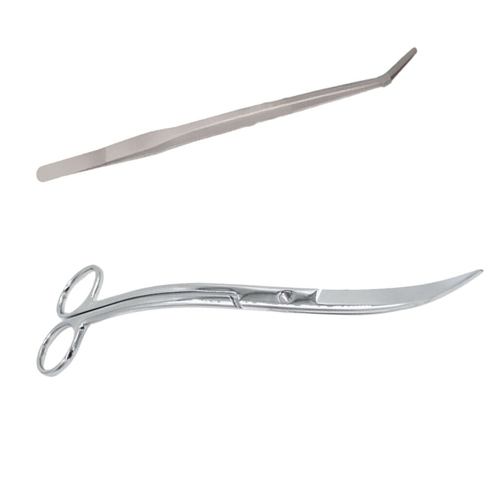 Blesiya Set of 2 Aquarium Live Tank Maintenance Curved Tweezers Scissors