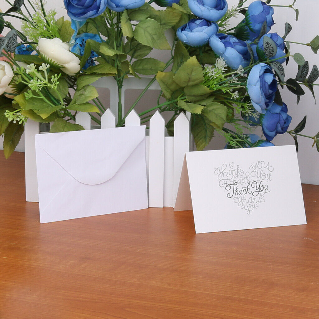 Package Of 50 White Paper Recycled Wedding Banquets Thank You, Heart Cards With