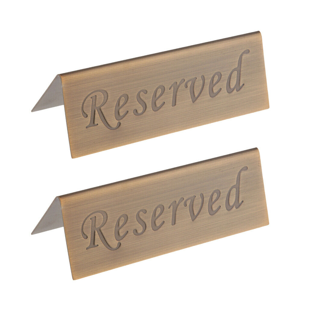 Set of 2 Reserved Signs for Hotel Restaurant Bar Club - Stainless Steel