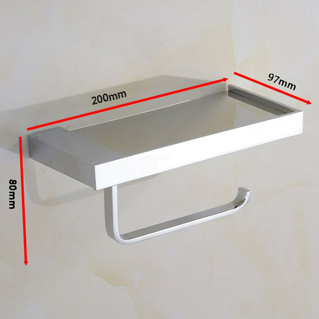 Stainless Steel Toilet Roll Tissue Paper Holder with Phone Storage Shelf