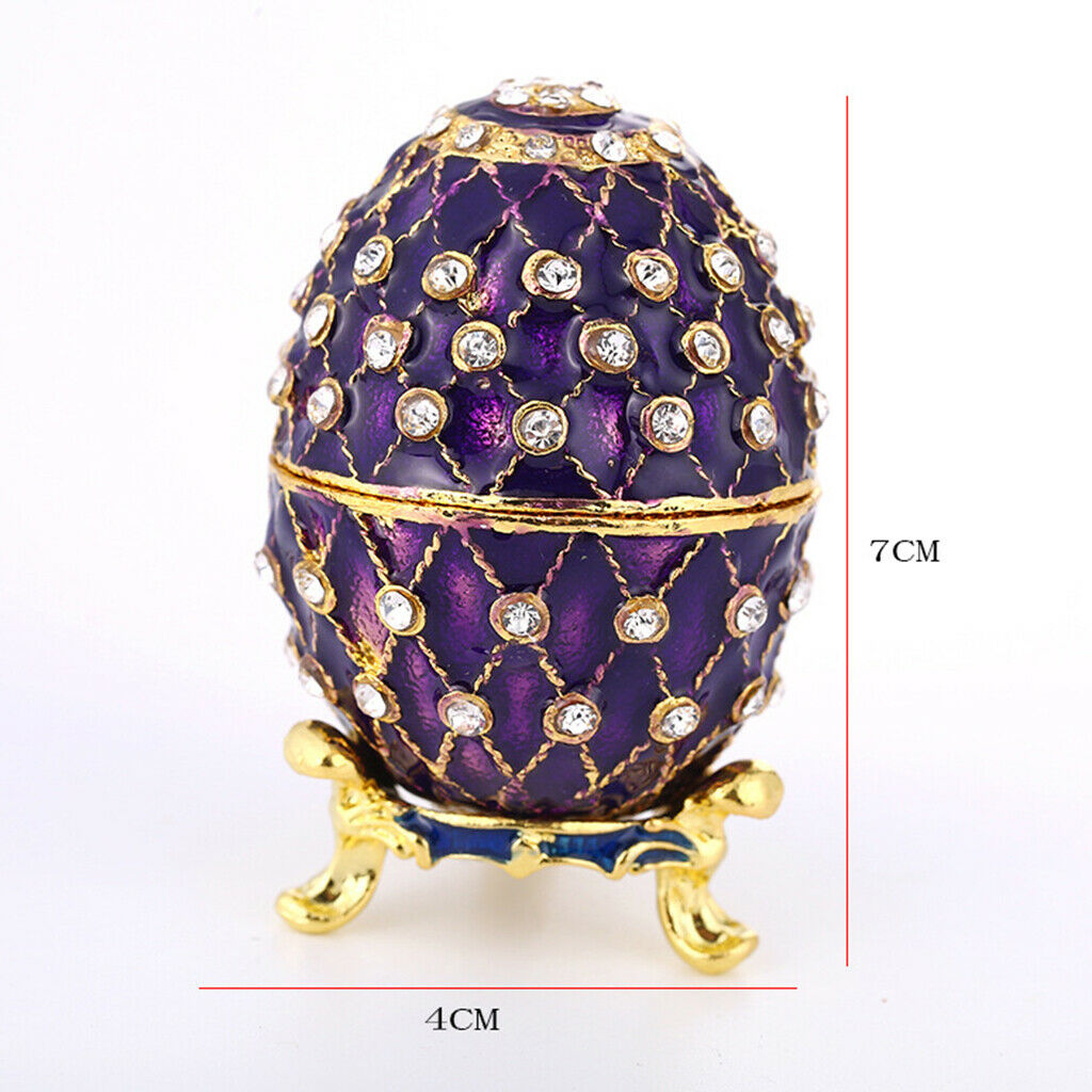 Creative Easter Egg Jewelry Box Rhinestone Trinket Holder Storage Desk Decor