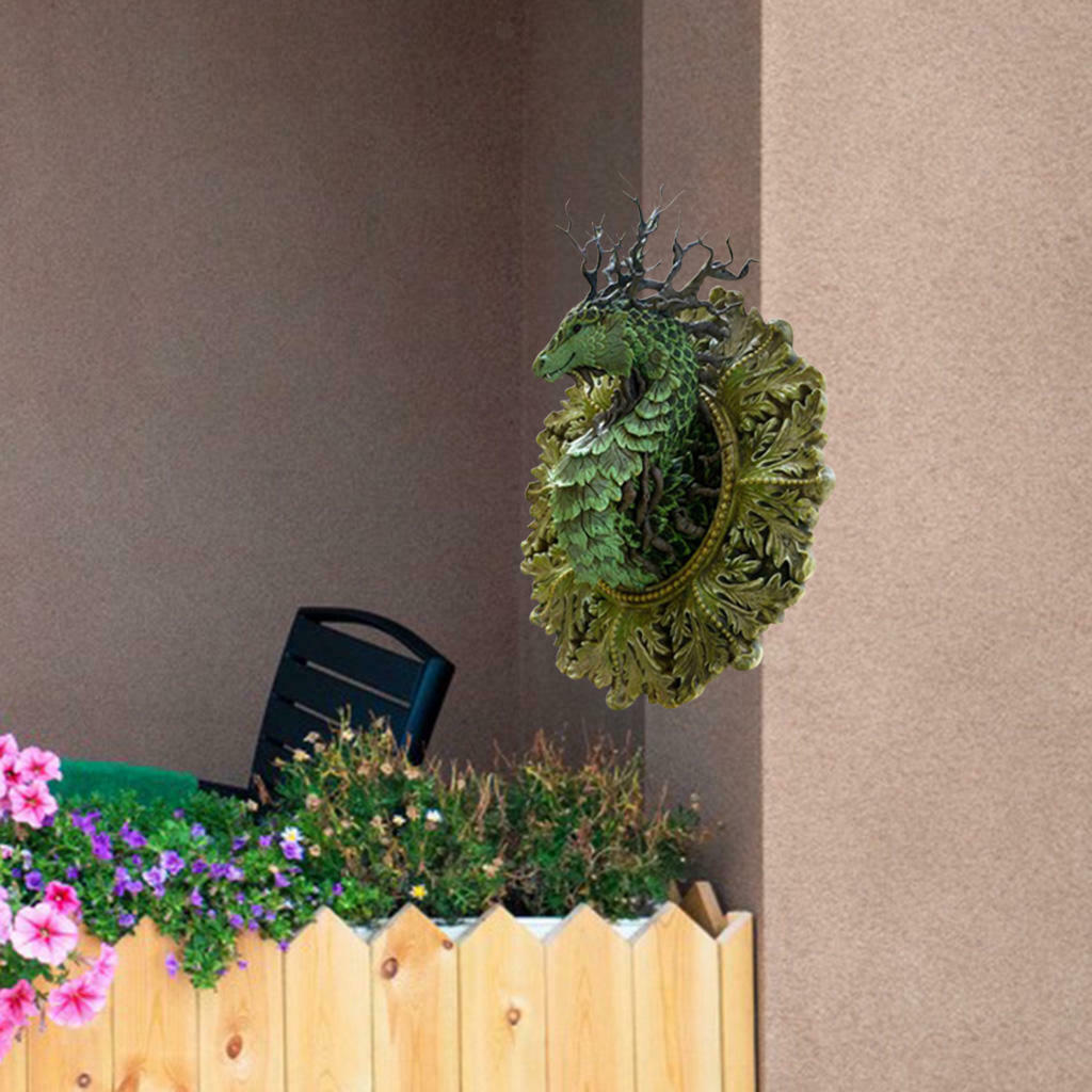 Dragon Hanging Wall Sculpture Decor for Indoor Outdoor Garden Tree Ornaments