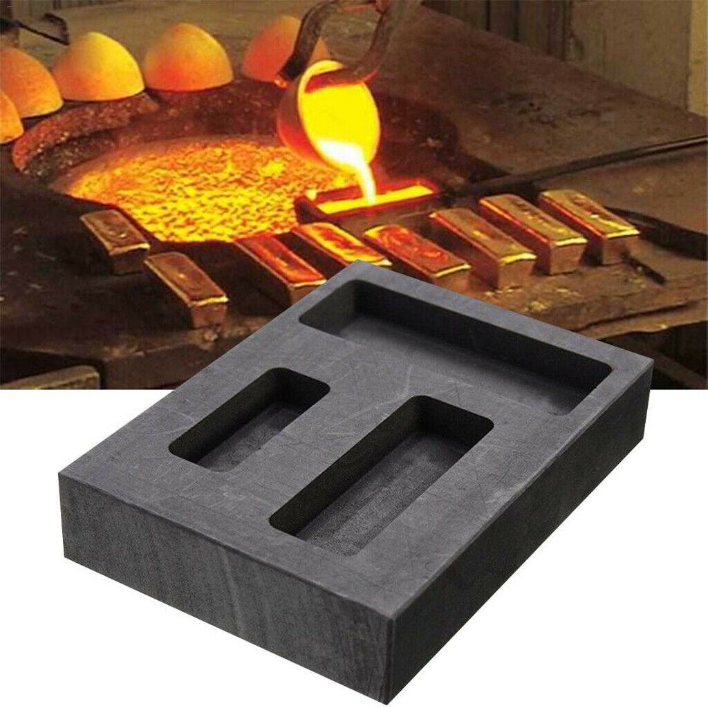 2 Pcs Pack of 3 Graphite Ingot Mold Thermal Stability Non-stick Smelting Tool