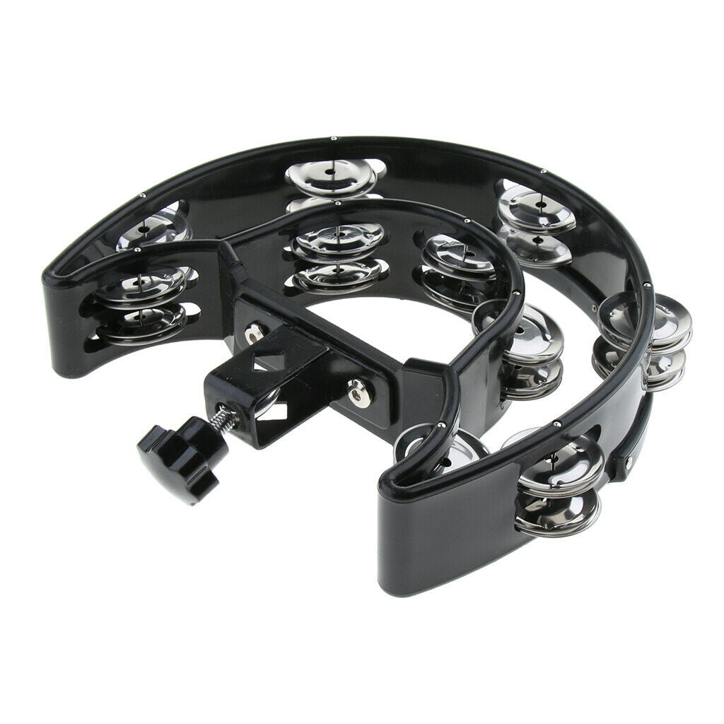 Black Plastic Double Row Jingles Tambourine Hand Percussion for Carnival KTV