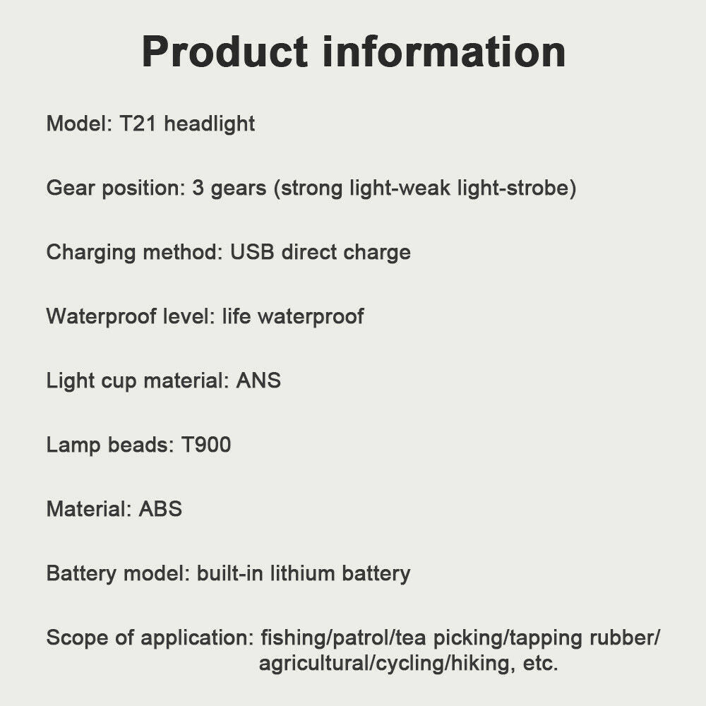 USB Outdoor Camping Headlight 5 Lights Powerful LED Rotatable Light Headlamps