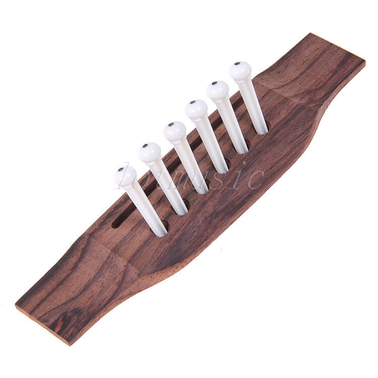 12 Pcs Guitar Bridge Pins for Acoustic Replacement White with Black Dot ABS