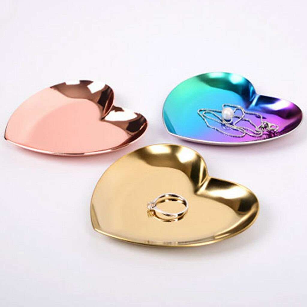 Luxury Stainless Steel Heart Plate Shop Display Tray Home Storage Gradient