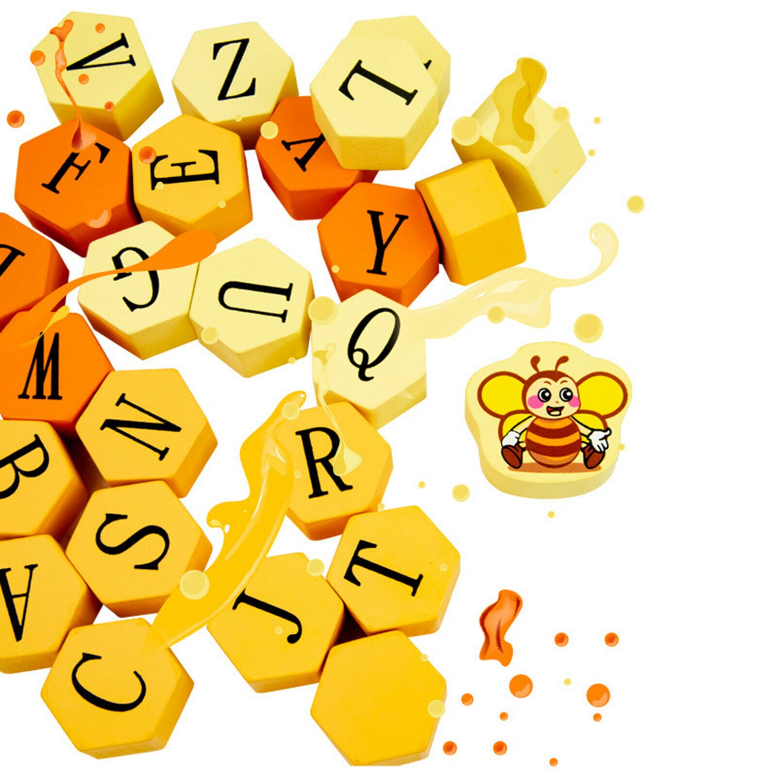 Wooden Honeycomb ABC Alphabet Puzzle Stacking Game Preschool Toys Gift