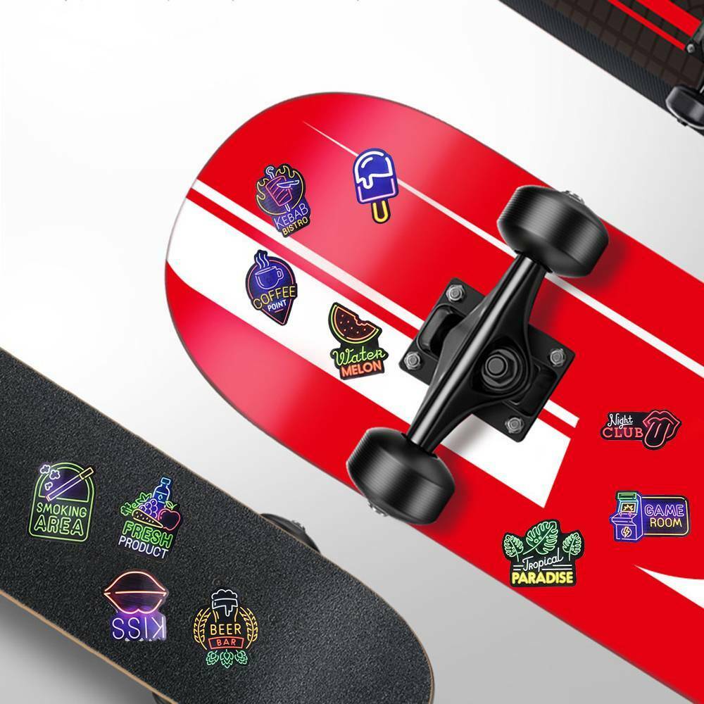 50Pcs Neon Light Sign Stickers Skateboard Laptop Car Phone Decals Stickerbomb US