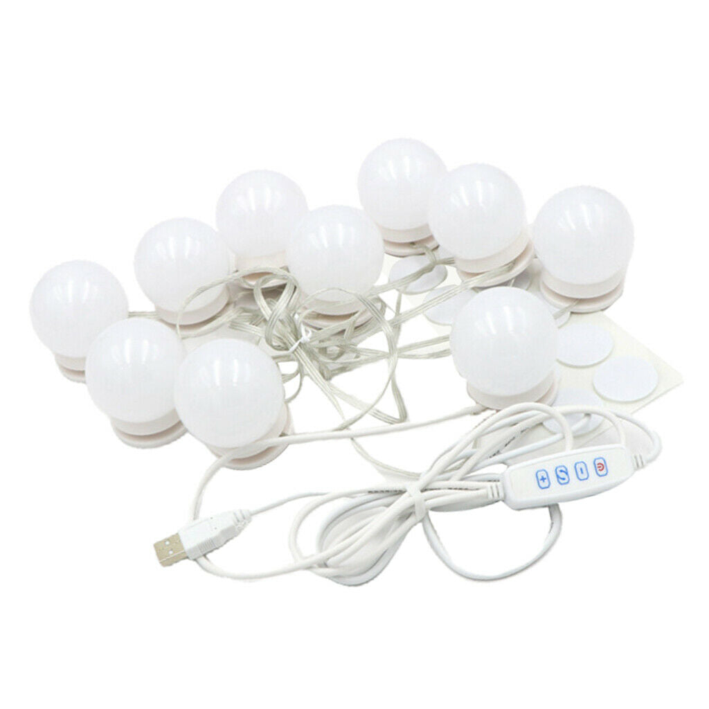 10 Pieces Vanity Lights Fitting Mirror Light Bulbs Lamp USB Adapter 3 Colors