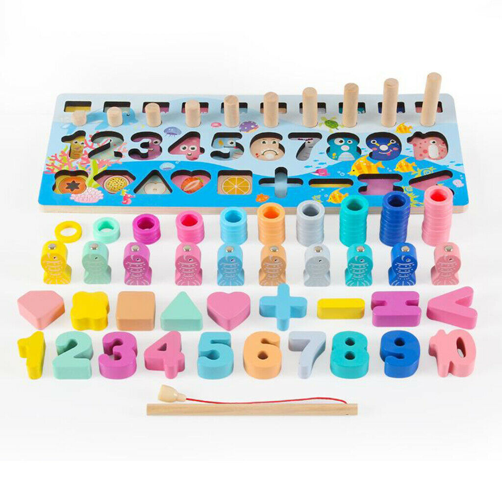 Wooden Number Puzzles Montessori Toys Shape Sorter Game for 4 5 6 year olds