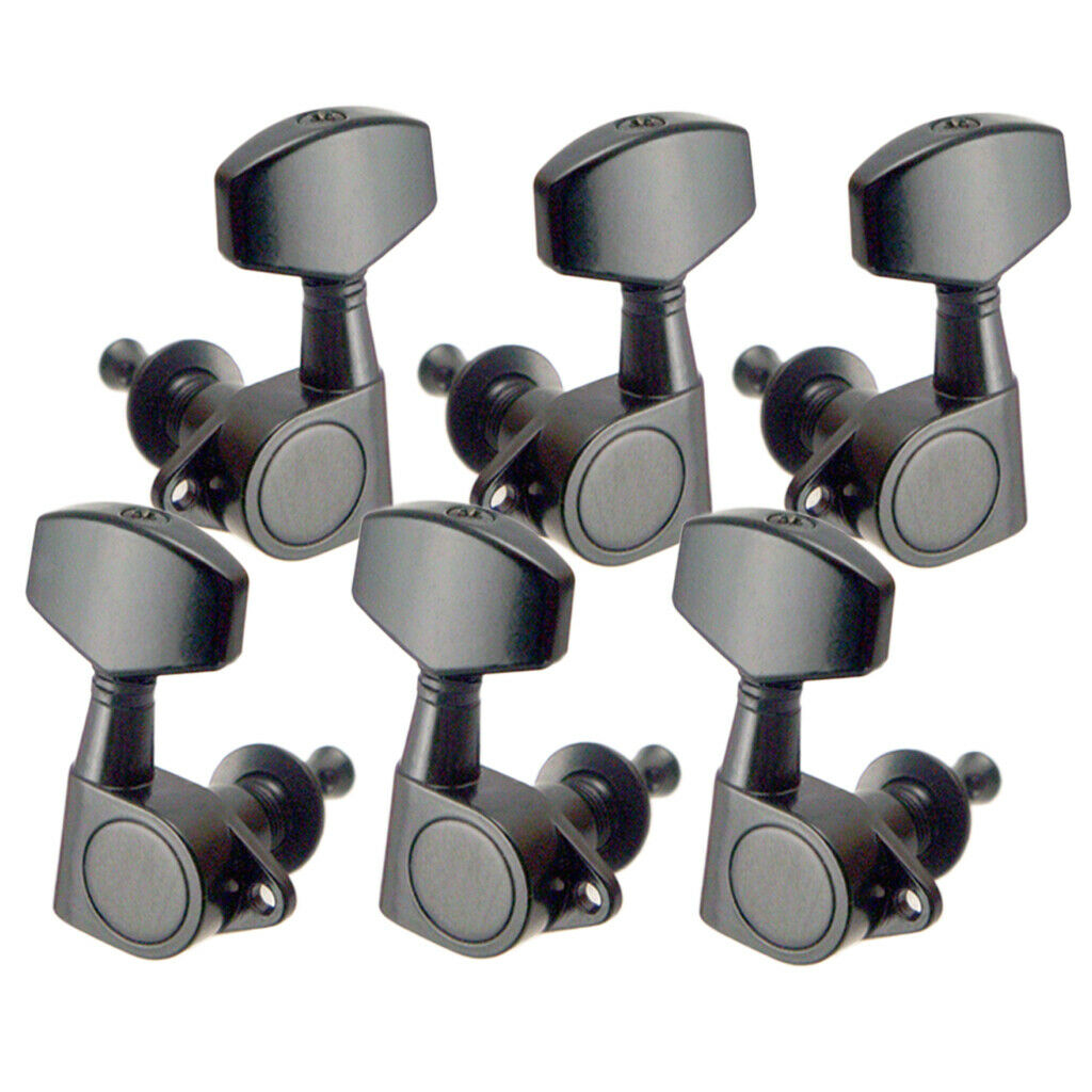 6 Pieces Iron Left+Right Tuning Pegs Machine Heads for Acoustic Guitar Black