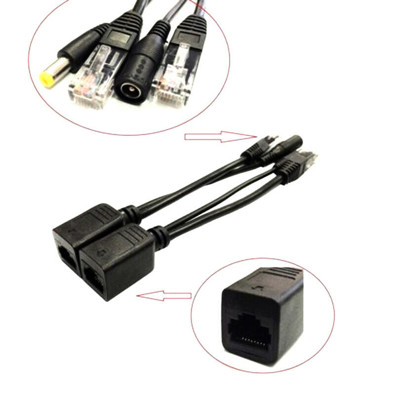 Power Over Ethernet Passive PoE Adapter Injector + Splitter Kit PoE Cable Bl SJ