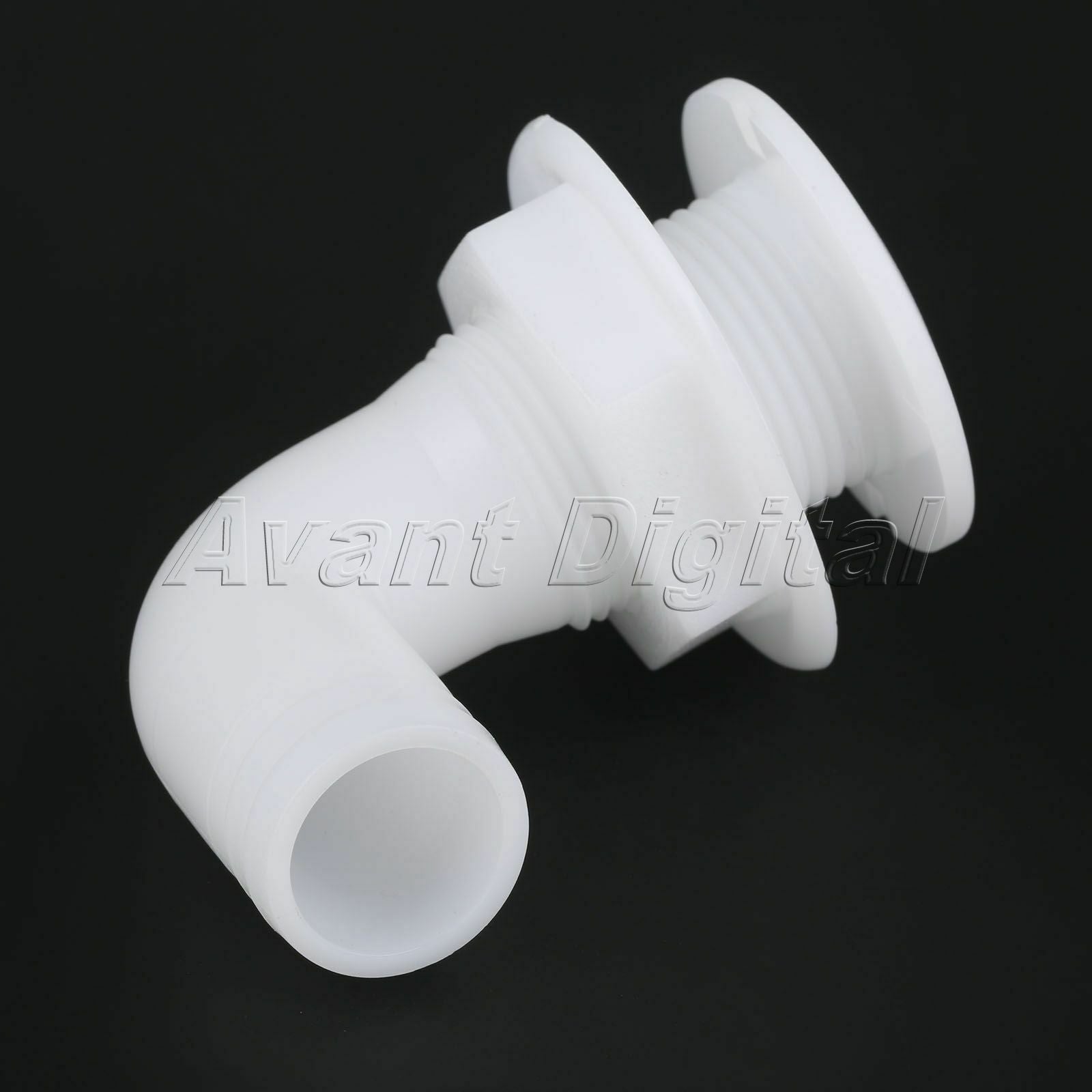 1x 1" Marine Thru-Hull Hose Forting White Plastic 90 Degree Nylon Accessories