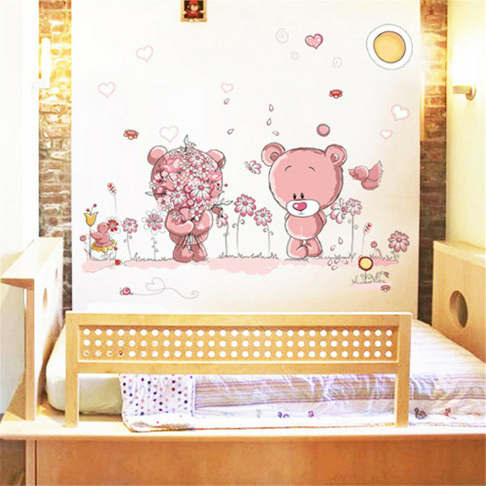 Couple bear wall stickers children room decor baby shower adhesive for k.l8