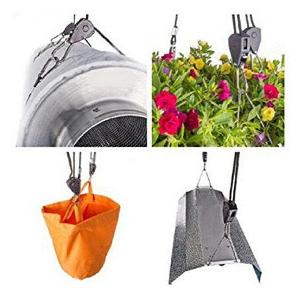 2 Pair 150lbs Adjustable Ratchet Rope Grow Light Rope Hanger Garden Supplies
