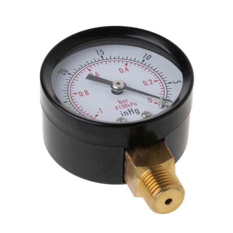 Vacuum Pressure Gauge Mini Dial Air Pressure Meter Double Scale BAR inHg 1/4"NPT