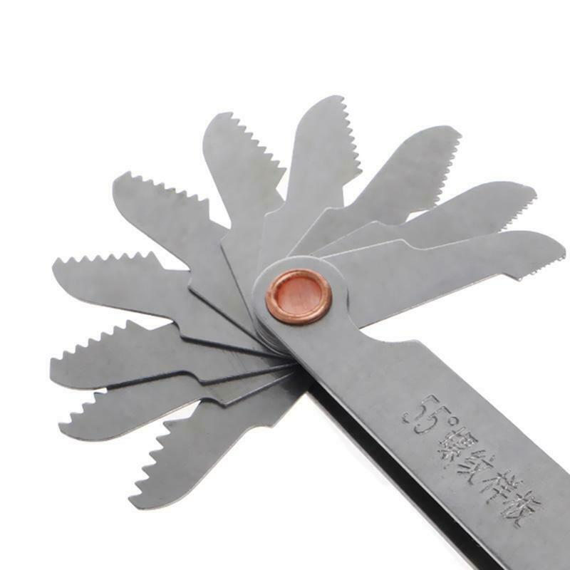2 Pcs Stainless Steel Metric Screw Pitch 60+55 Degree Thread Measuring Gauge