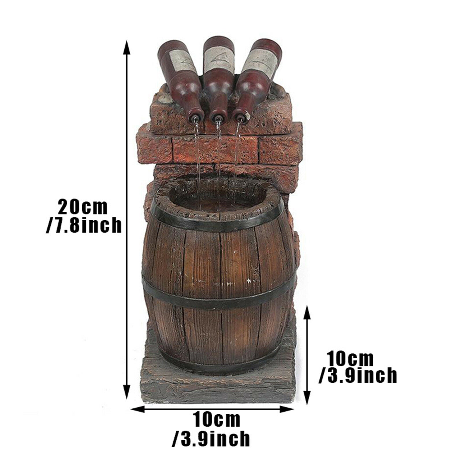 Mini Wine Bottle and Barrel Garden Water Fountain Rustic Home Decoration
