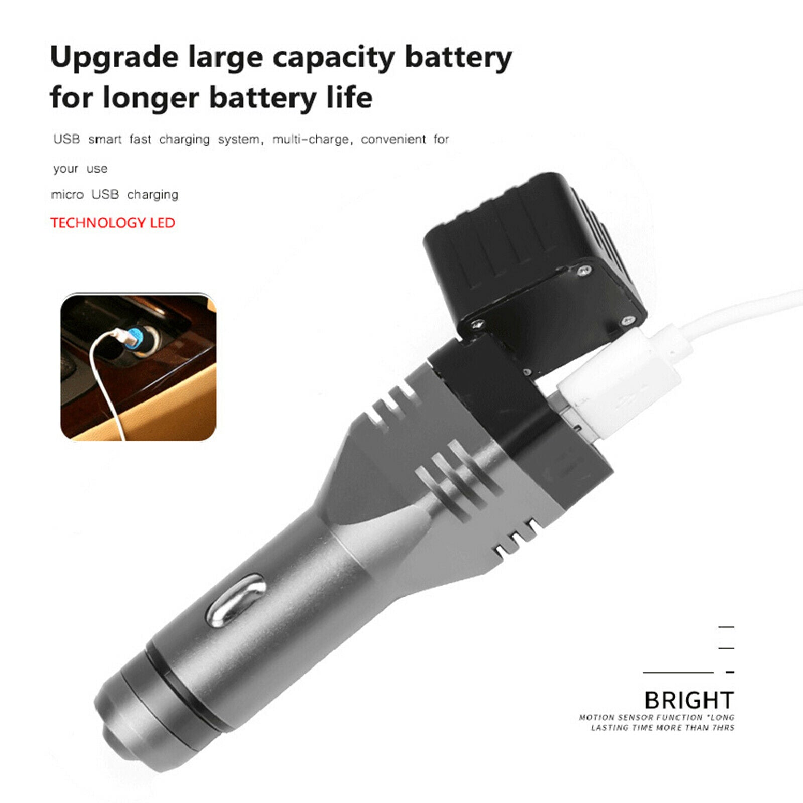 Foldable Rechargeable LED Lamp Mountain Bike Head Lights Flashlight Portable