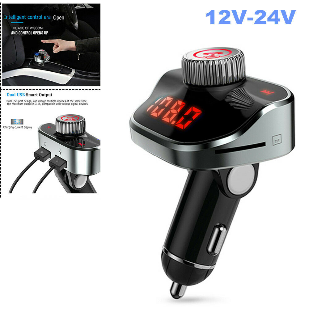 12-24V Bluetooth Transmitter Handsfree Radio Music Dual USB Charger MP3 Player