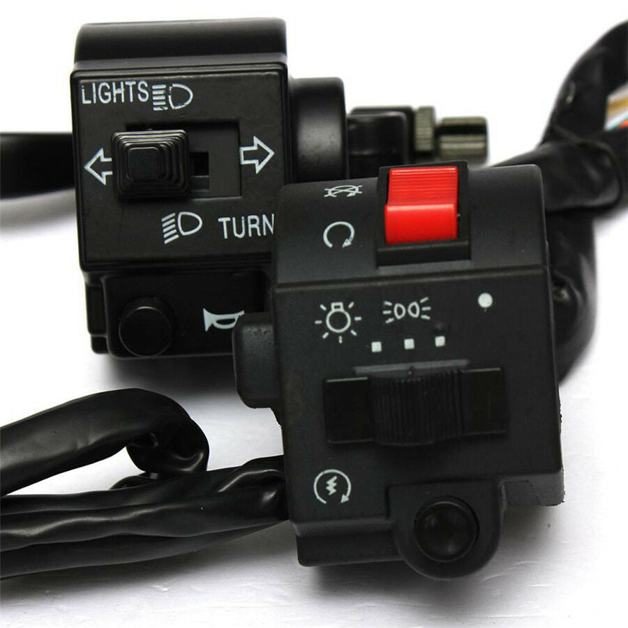 12V Universal Motorcycle 7/8" Handlebar Horn Turn Signal Electrical Start Switch
