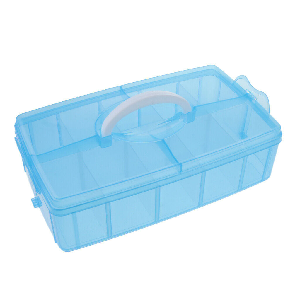 Plastic 10 Slots Jewelry Storage Box Case Crafts Organizer Beads Holder - Blue,