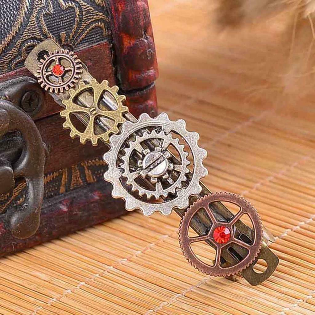 Retro Steampunk Gears Clock Hairpin Barrette Barrette Costume Accessory