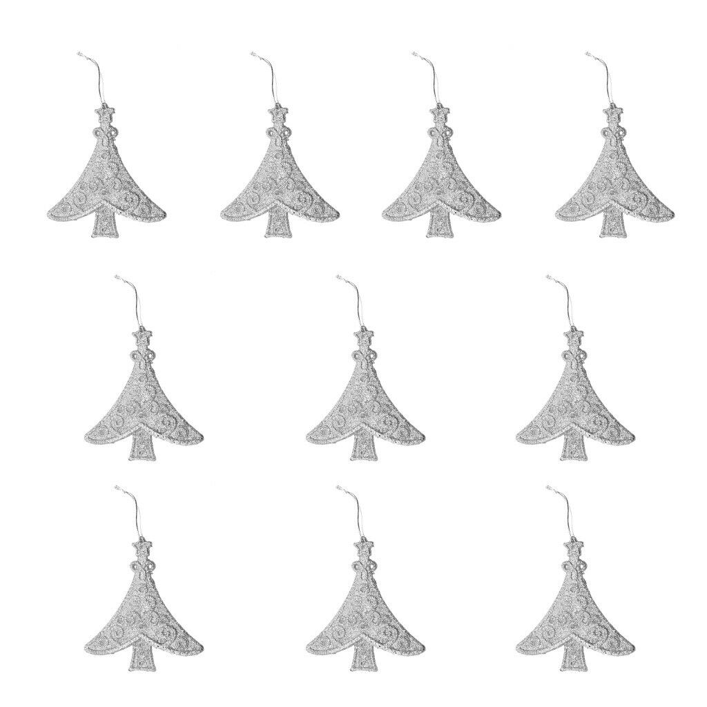 10pcs Glitter Tree Shape Christmas Tree Hanging Decoration