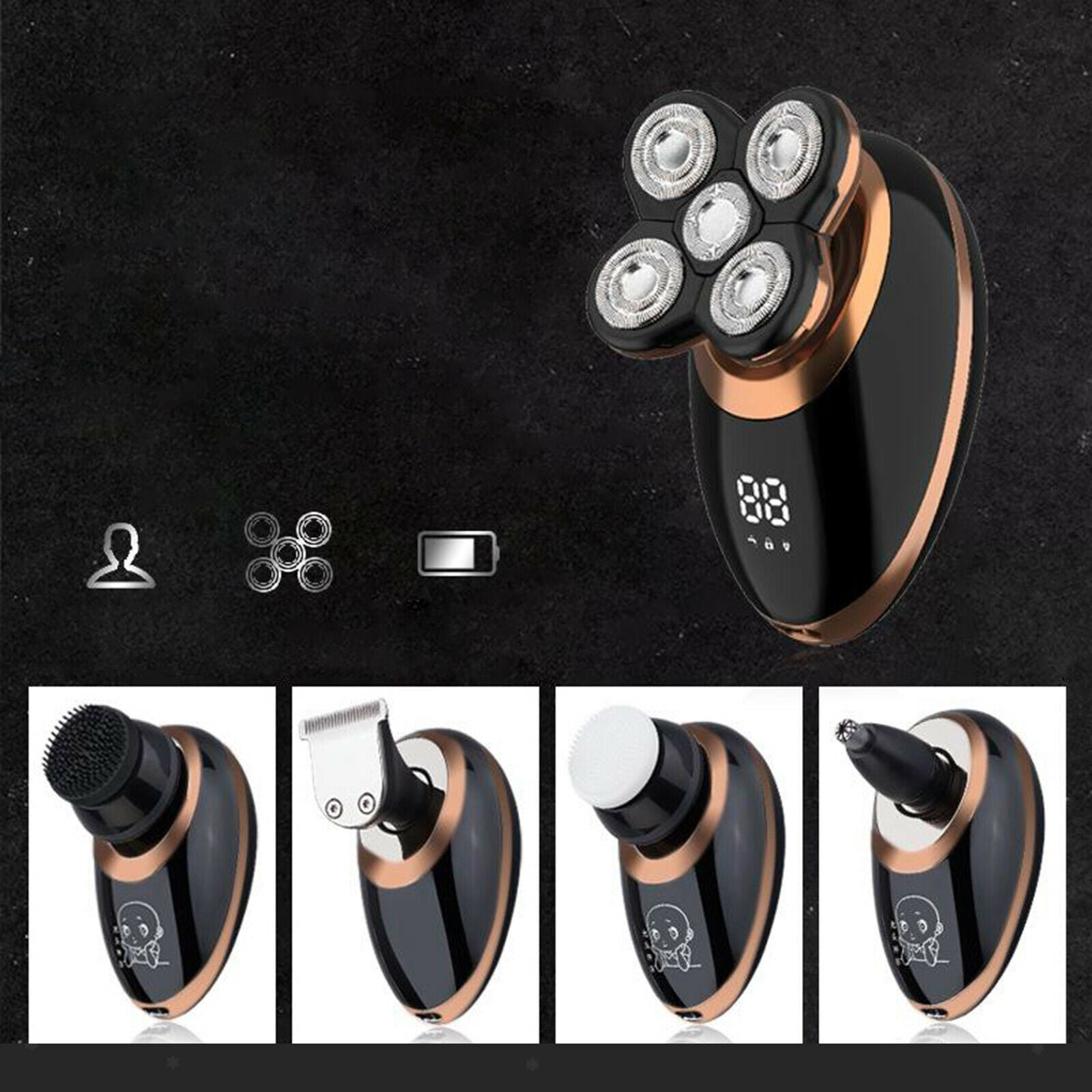 5 IN 1 Electric Shaver for Men Bald Head Hair Trimmer Razor Shaving Machine