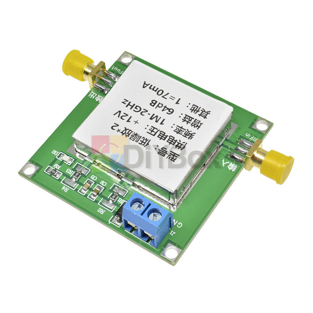 1MHz-2GHz 64dB Gain LNA RF Amplifier Module Broadband Low Noise HF VHF UHF DC12V