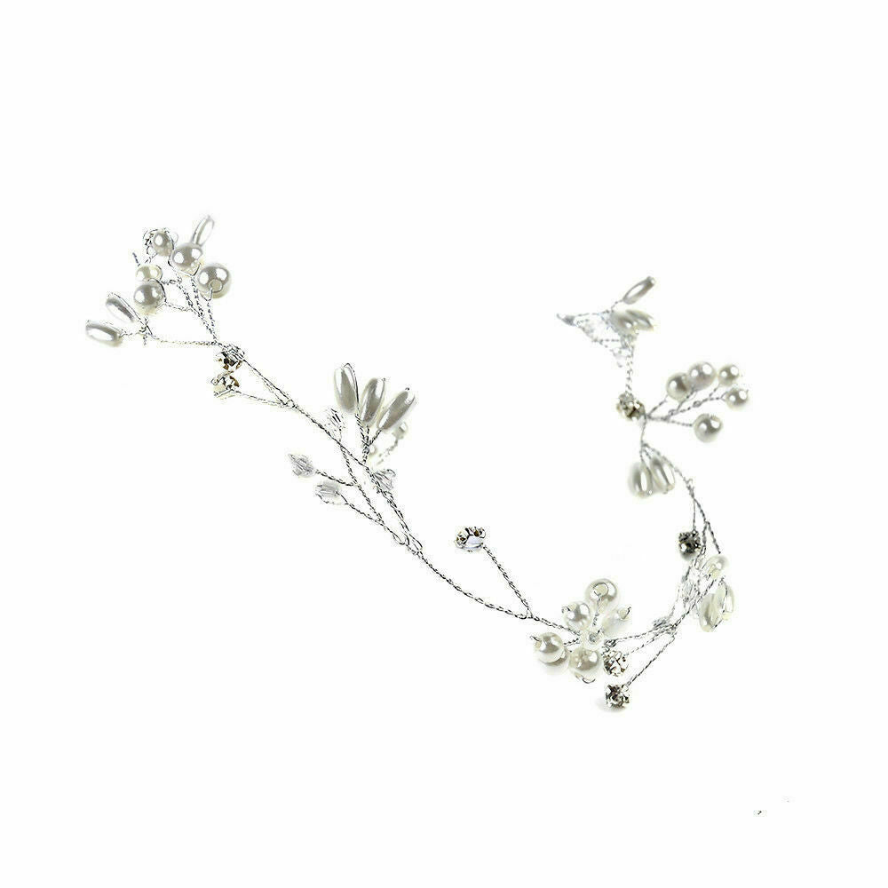 Pearls Wedding Hair Vine Crystal Bridal Accessories Diamante Headpiece AU