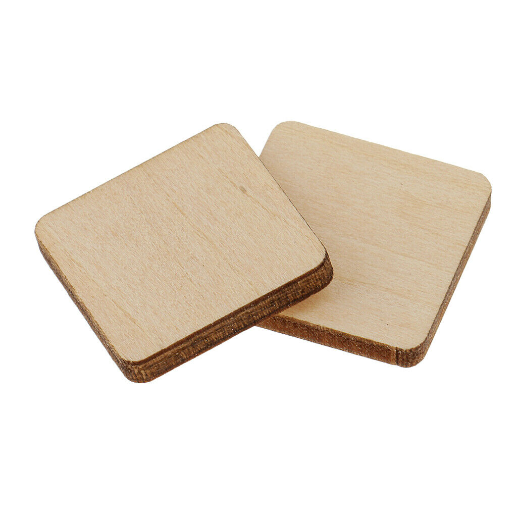 30x Square MDF Unfinished Wood Plaque for DIY Art Craft Pyrography, 20x20mm