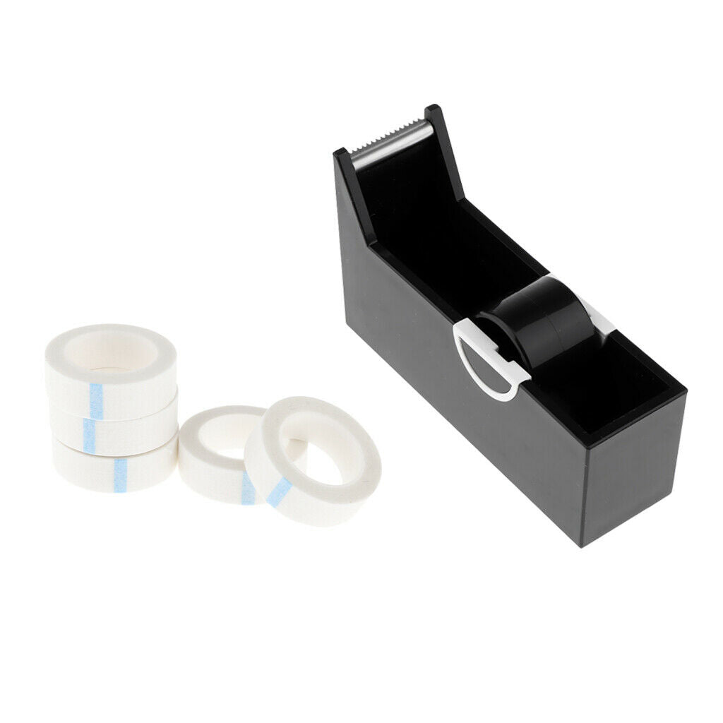 5 Rolls Adhesive Tape & Dispenser Cutter(Black) For Eyelash Extensions