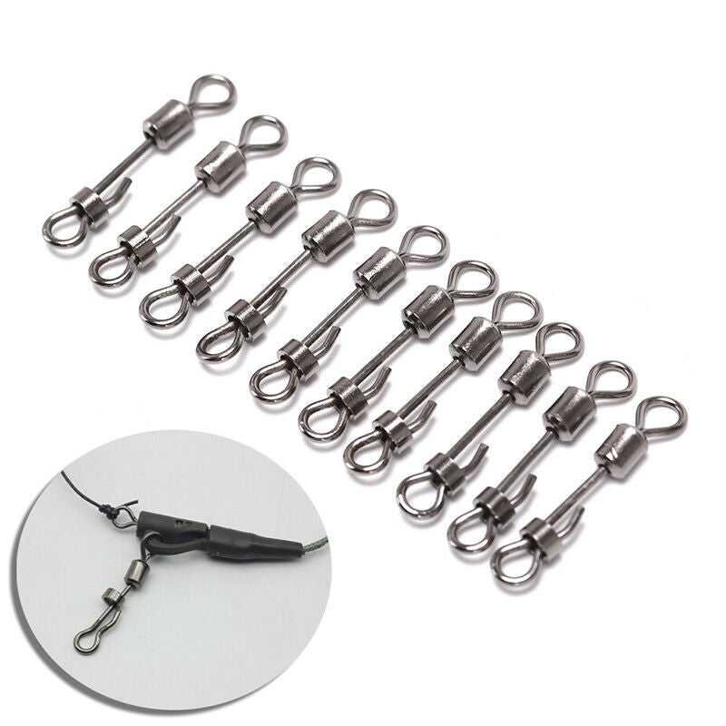 10x Steel Quick Lock Swivels Interlock Snap Fishing Lure Tackles Carp FishinBDA