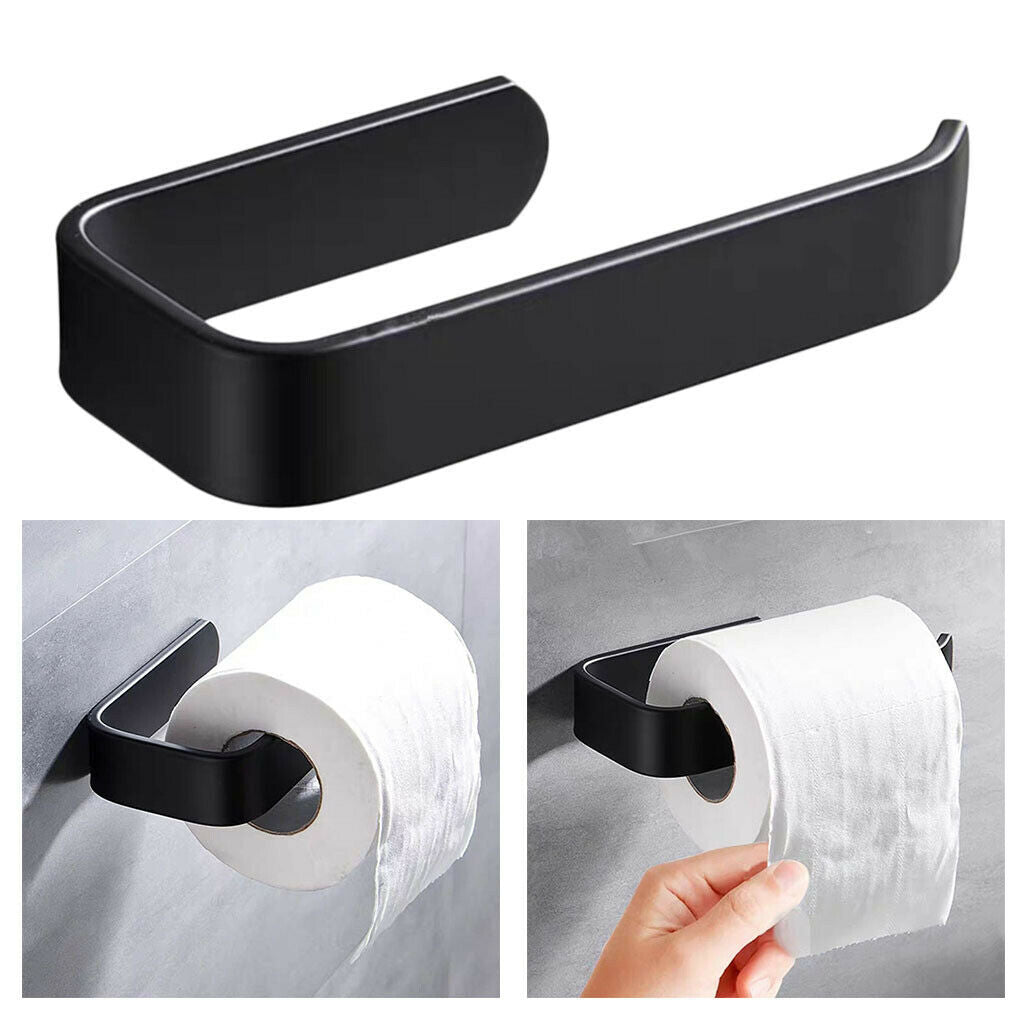 Black Bathroom Toilet Paper Holder Towel Tissue Wall Mounted Roll Stand Hook